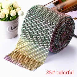 10 - Yard Rhinestone Mesh Trim with 24 Rows for DIY Wedding and Party Decoration (25 colorful)