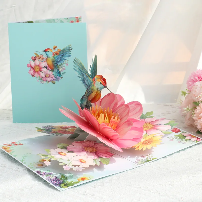 Hummingbird Pop Up Card 3D Greeting Cards for Mom Dad Wife Friends Colleague Birthday Mothers Day Fathers Day