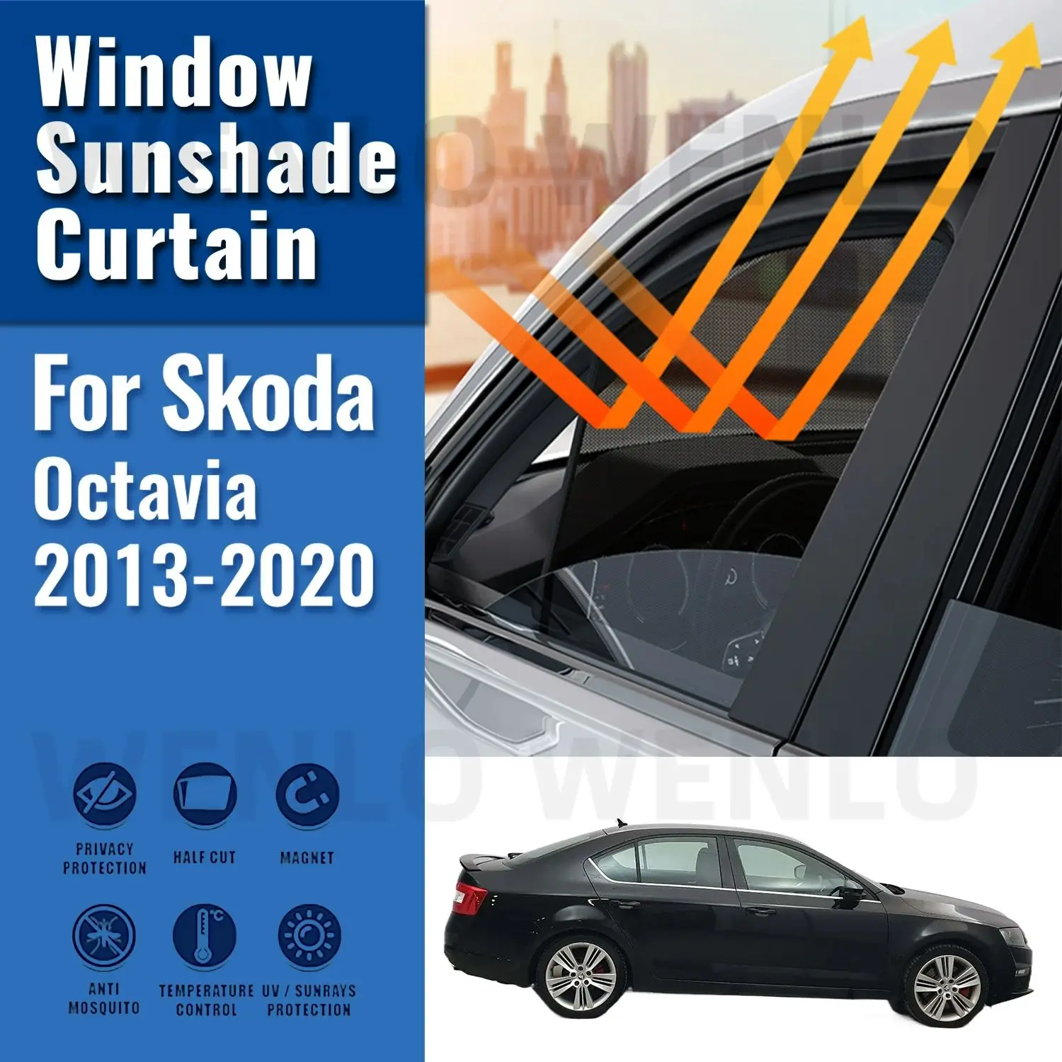 

Магнитный автомобильный солнцезащитный козырек для Skoda Octavia 5E 2013-2020, передняя рамка для лобового стекла, занавеска, Детская задняя зеркальная защита