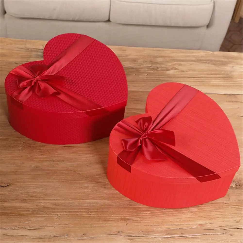 Red Rosebud Heart Shaped Candy Boxes with Red Bow