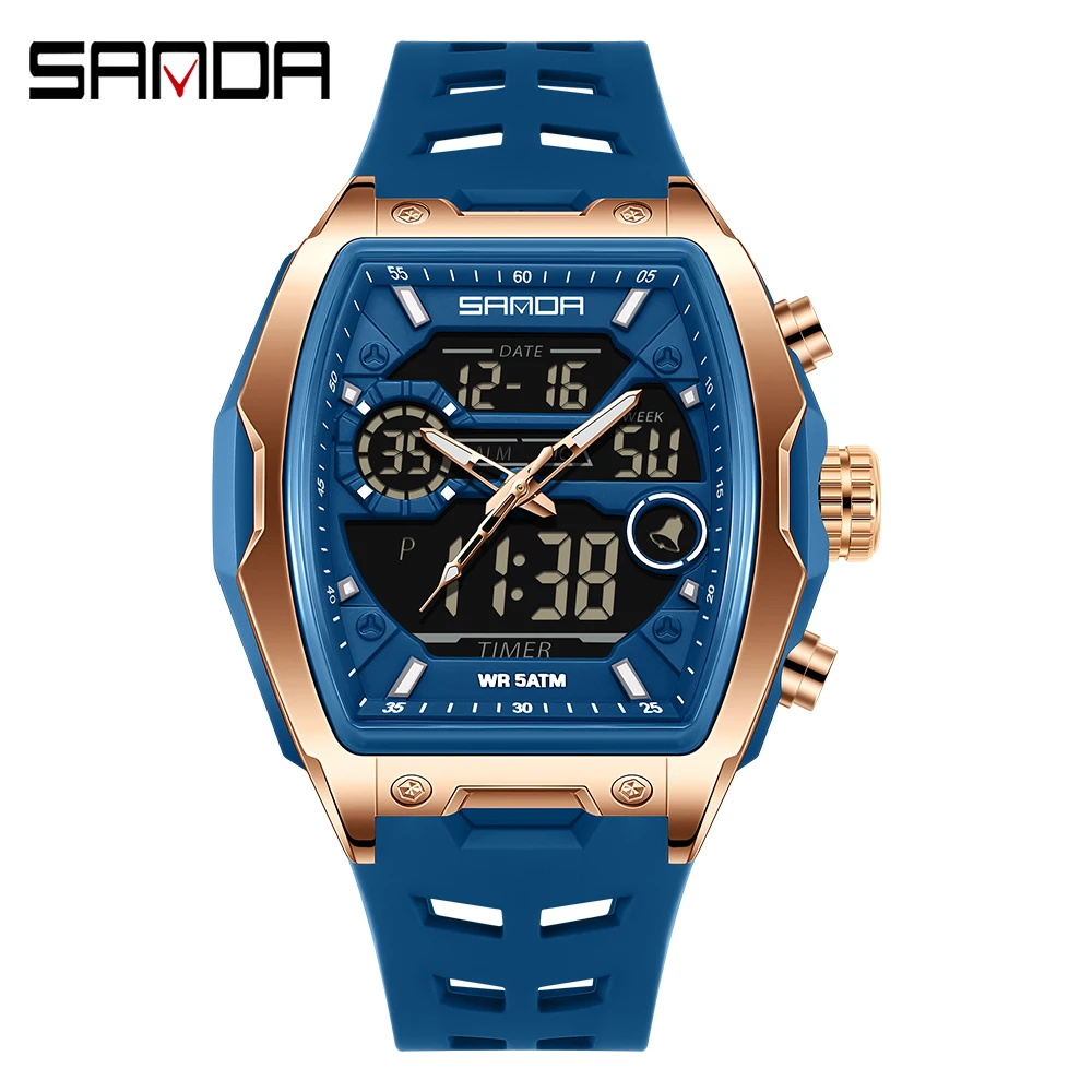 SANDA Dual Display Sports Chronograph LED Analog-Digital Military Watch