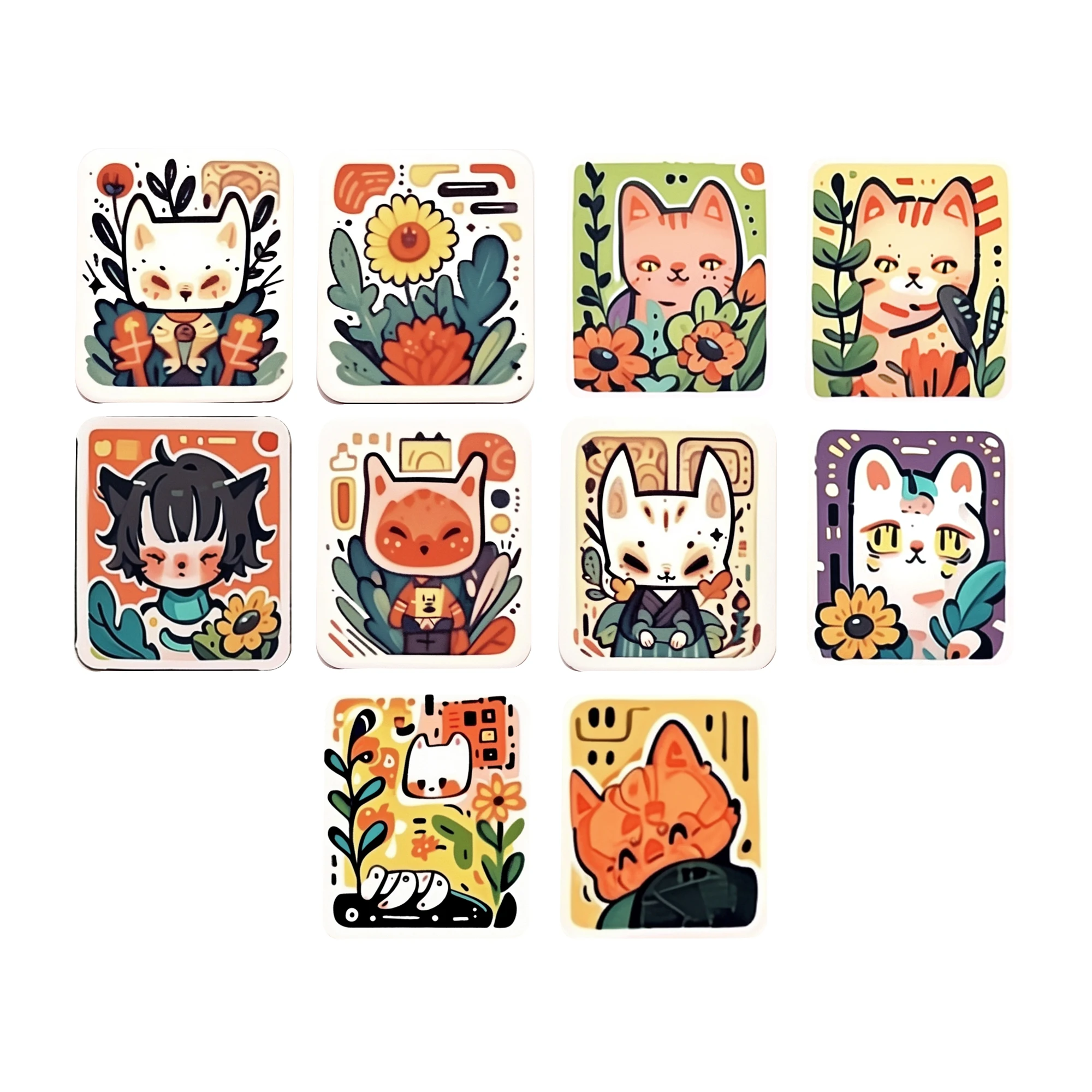 Decorative Stickers 50pcs Retro Stamp Stickers Cartoon Graffiti Style Waterproof