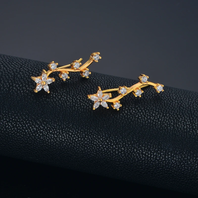New Vintage Gold Color Star Ear Cuff Non-Piercing Ear Clips CZ Earrings Clip Earrings For Women Jewelry