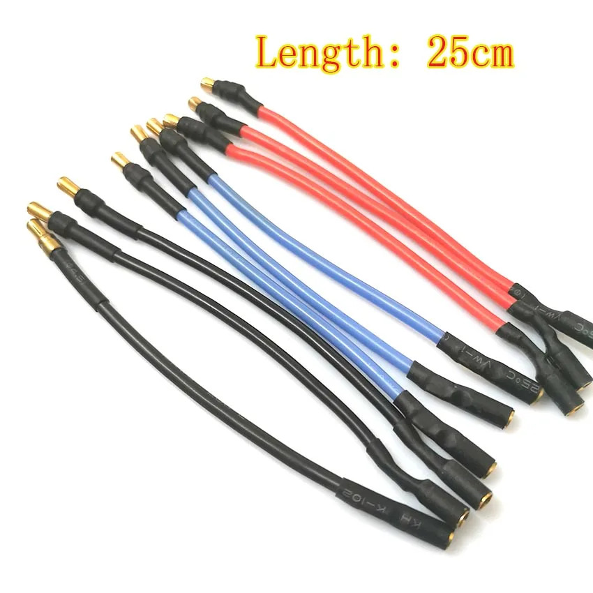 Fil extension moteur silicone 3 pièces 10/25cm connecteur banane 3.5mm pour drone RC ESC