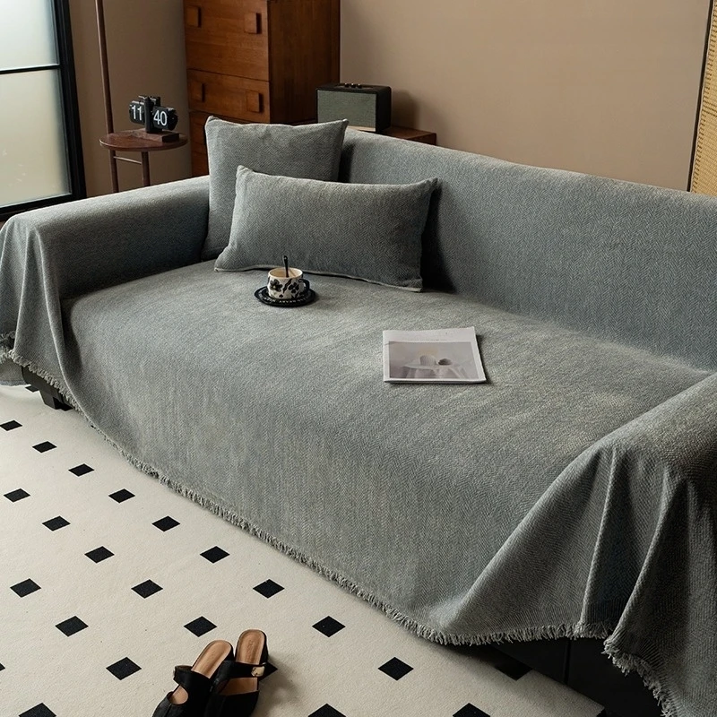 Minimalist Herribone Style Chenille Sofa Towel image 7