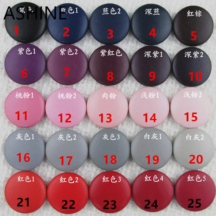 20mm 32L Purple Suede Leather Covered Button Metal Back Real Leather