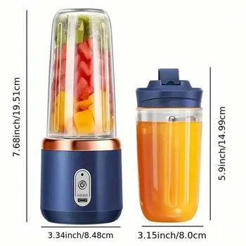 Compact Travel Smoothie Blender: Rechargeable Electric Fruit Juicer Cup with Ice Crushing & Orange Squeezer 2