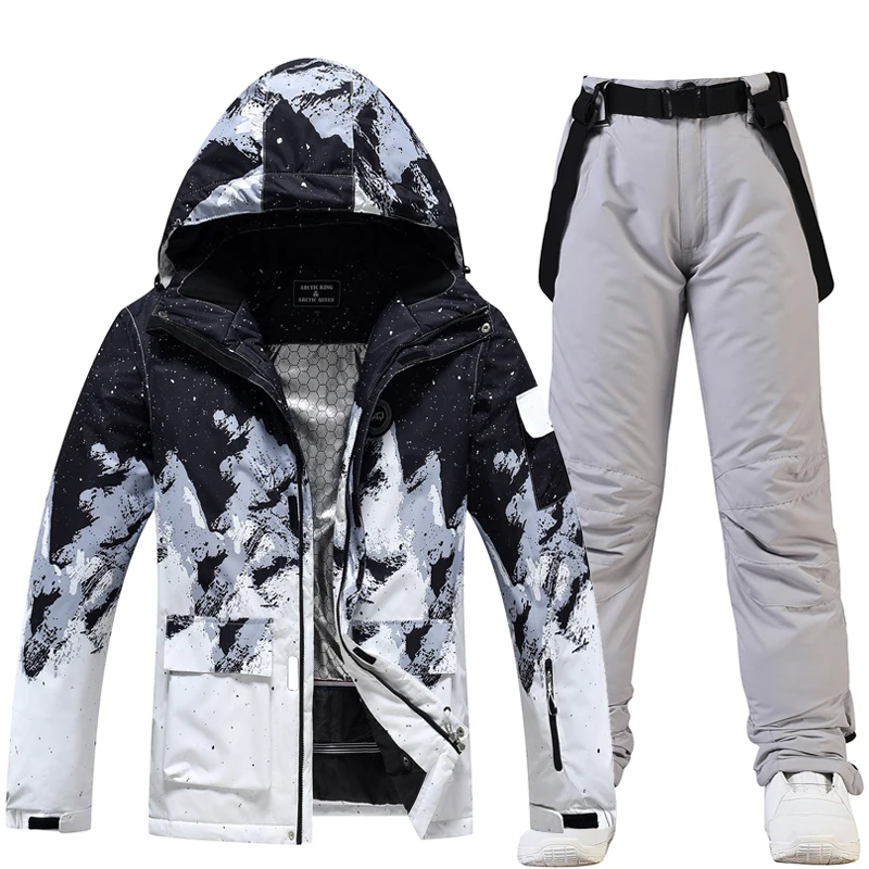 Ice Snow Suit Wear Snowboarding Clothes Winter Waterproof Outdoor Costumes Ski Set Jackets + Strap Pants For Man and Woman ski wear