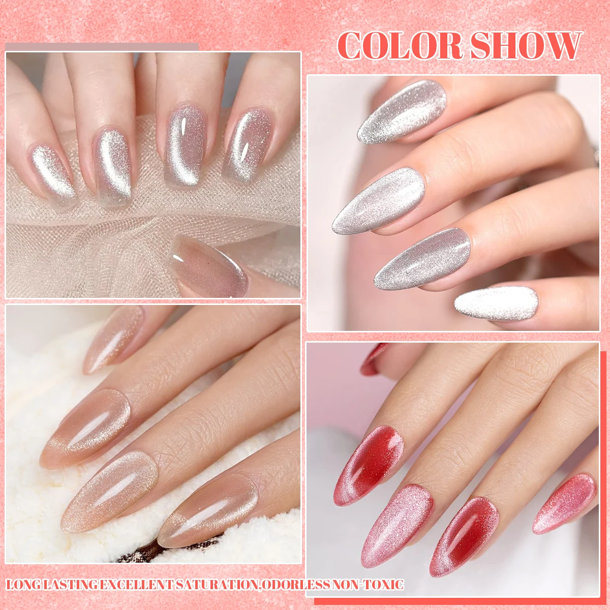 VOKY 7ML Crystal Cat Eye Gel Polishing Glitter Translucent Color Magnetic nail polish Salon DIY at home, gift for women 5
