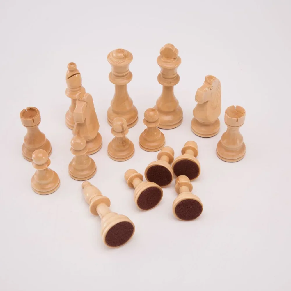 16Pcs Wooden Chess Pieces Set 64mm King International Chessmen Classic Board Game Collection Strategy Game Accessories