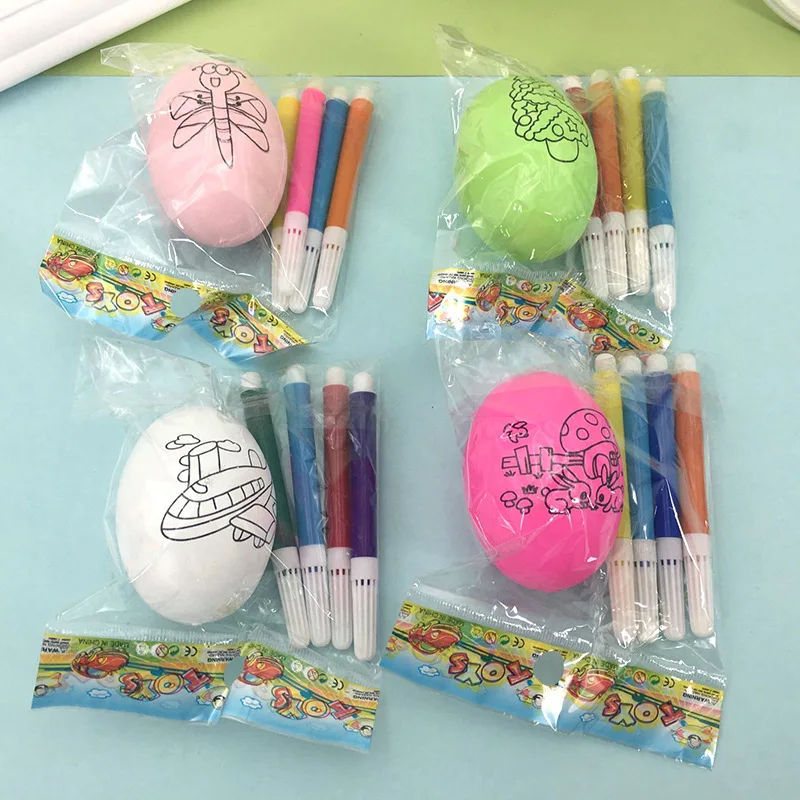 12pcs DIY 그림 어린이를위한 부활절 달걀 예술 공예 색상 작성 그리기 장난감 어린이 생일 파티 호의 유치원 선물