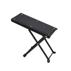 Adjustable Foldable Guitar Footstool - 4-Position Height, Black (Black)