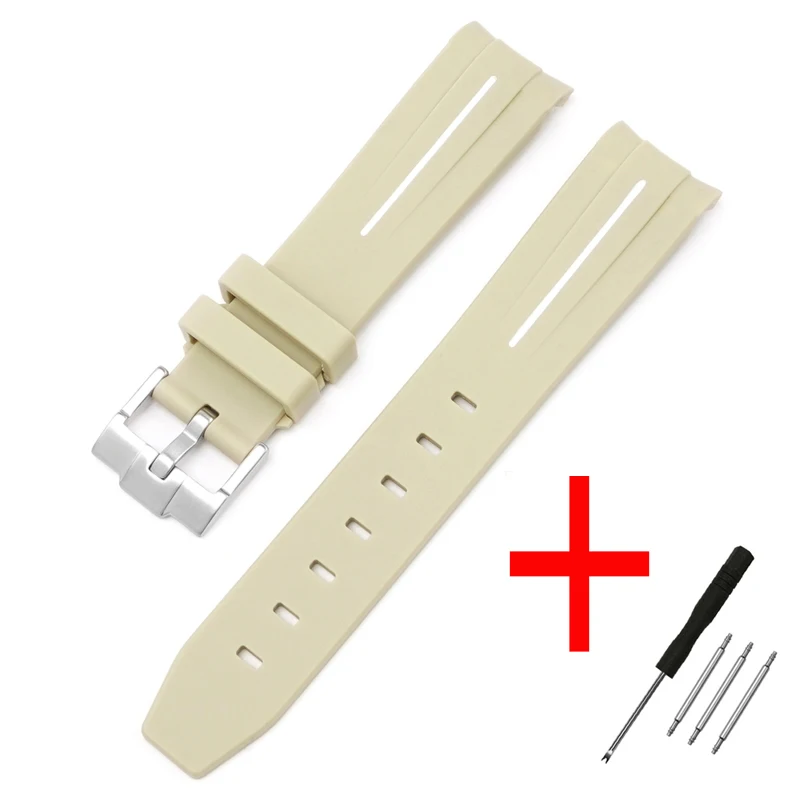 20mm Curved End Waterproof Rubber Sports Watch Strap