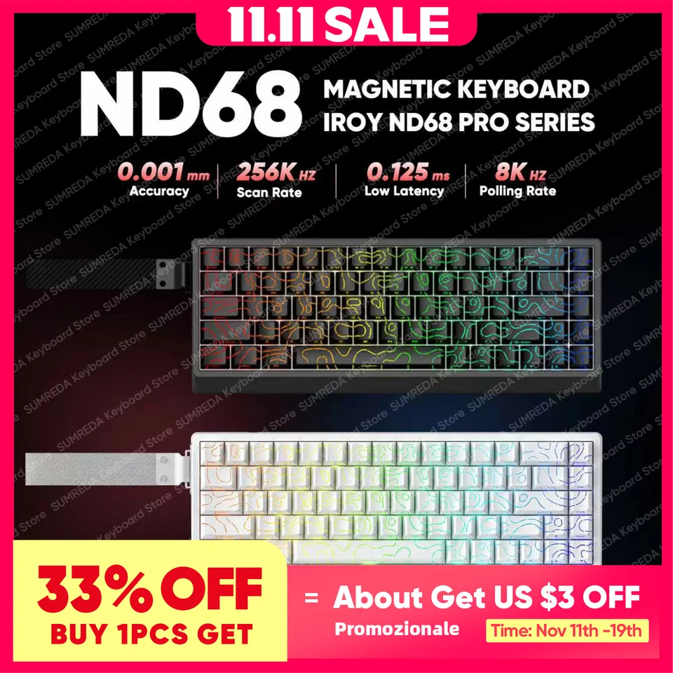 【新品未開封】IROK ND68 Pro 黒色 国内未発売 IROK ND68 Pro Gaming Mechanical Keyboard 68% layout Magnetic