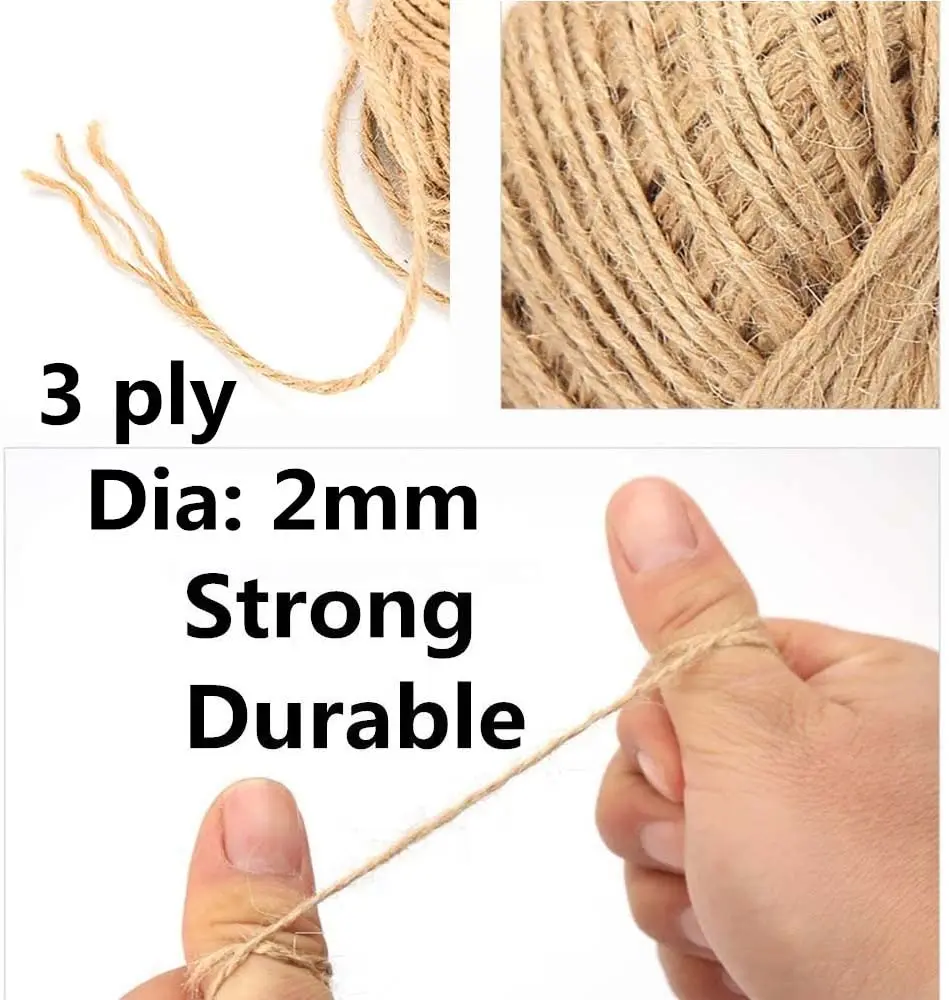 Jute rope 1MM 2MM natural vintage jute rope cord string twine burlap DIY crafts gift wrapping jute hemp gardening wedding party decoration