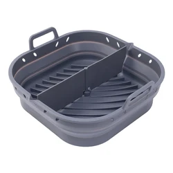 Reusable Square Silicone Air Fryer Liners - Easy - Clean Baking Basket (Gray)