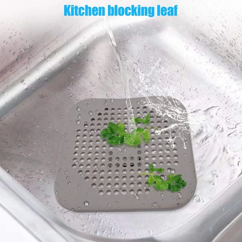 Drain Cover Shower Drain Hair Catcher Flat Silicone Plug Bathroom Kitchen Square Filter Shower Protection Sink Strainer