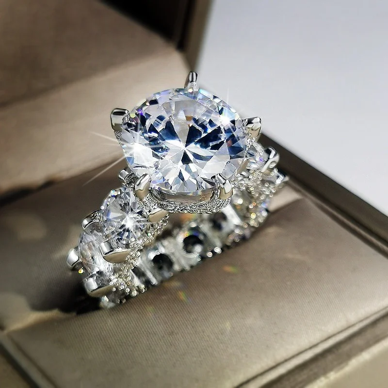 Luxury Designer Crystal Zircon Rings for Women Accessories Moissanite Ring Valentines Day Gift Jewelry Aesthetic Anillos Mujer