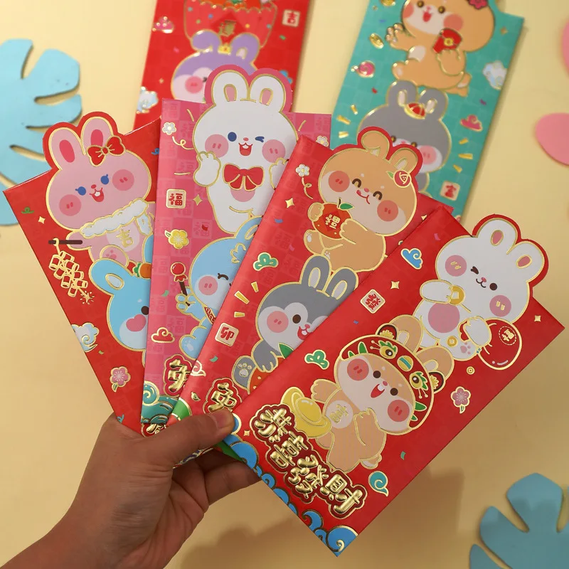 

3/4/5/6pcs Hongbao Chinese Red Envelope 2023 Rabbit New Year Money Bag Spring Festival Lucky Gift Pocket Party Wedding Supplies