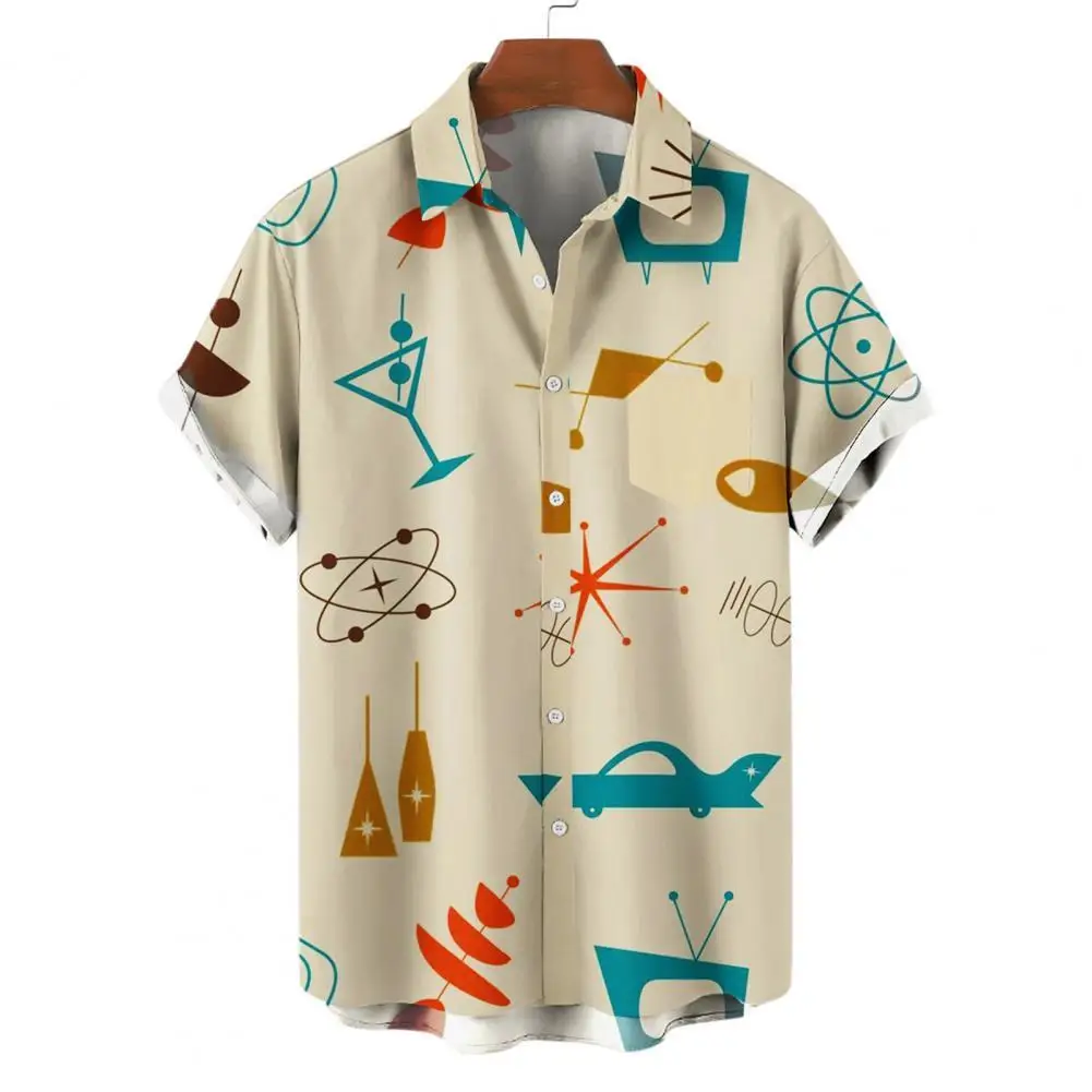 Hawaiian Shirt Cocktails Element Print Single-breasted Summer Loose Shirt for Office Beach Daily glamorous cocktails by william yeoward