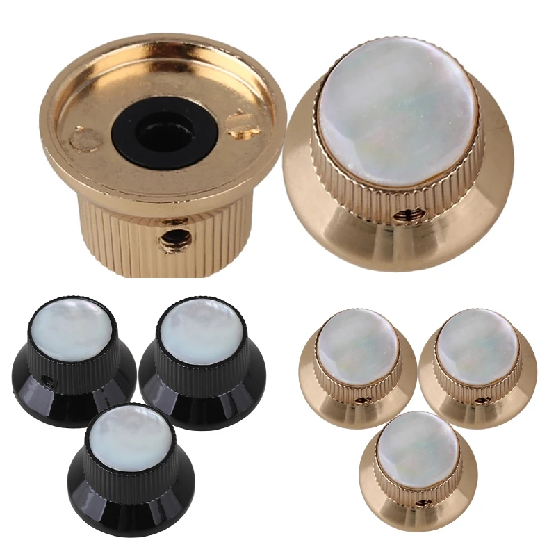 3x Gold/black Shell Pearl Top Top Hat Metal Knobs For Electric Guitar 6