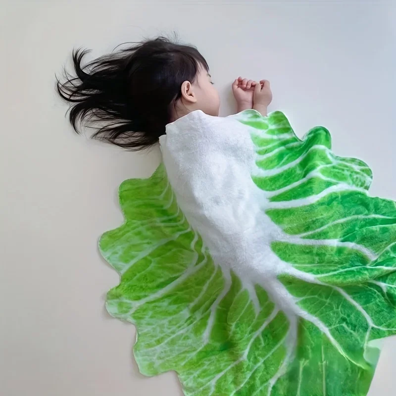 Baby Simulation Cabbage Wrapped Blanket Super Soft and Skin Friendly Flannel Nap Blanket Air Conditioning Cover Office Blanket 6