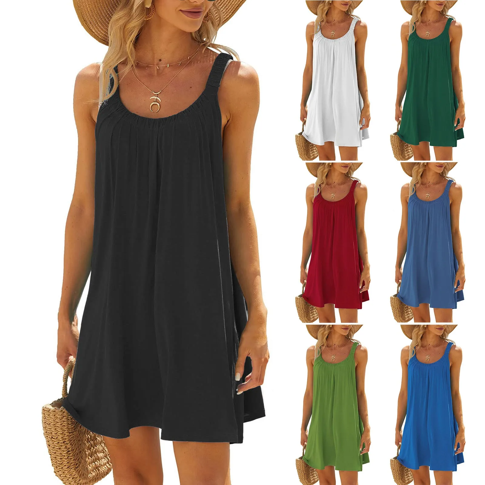 SweatyRocks Vestido De Verano Para Mujer, Con Tirantes Finos, Sin Mangas, Informal, Bohemio, Para Playa, Con Abertura, Naranja, M