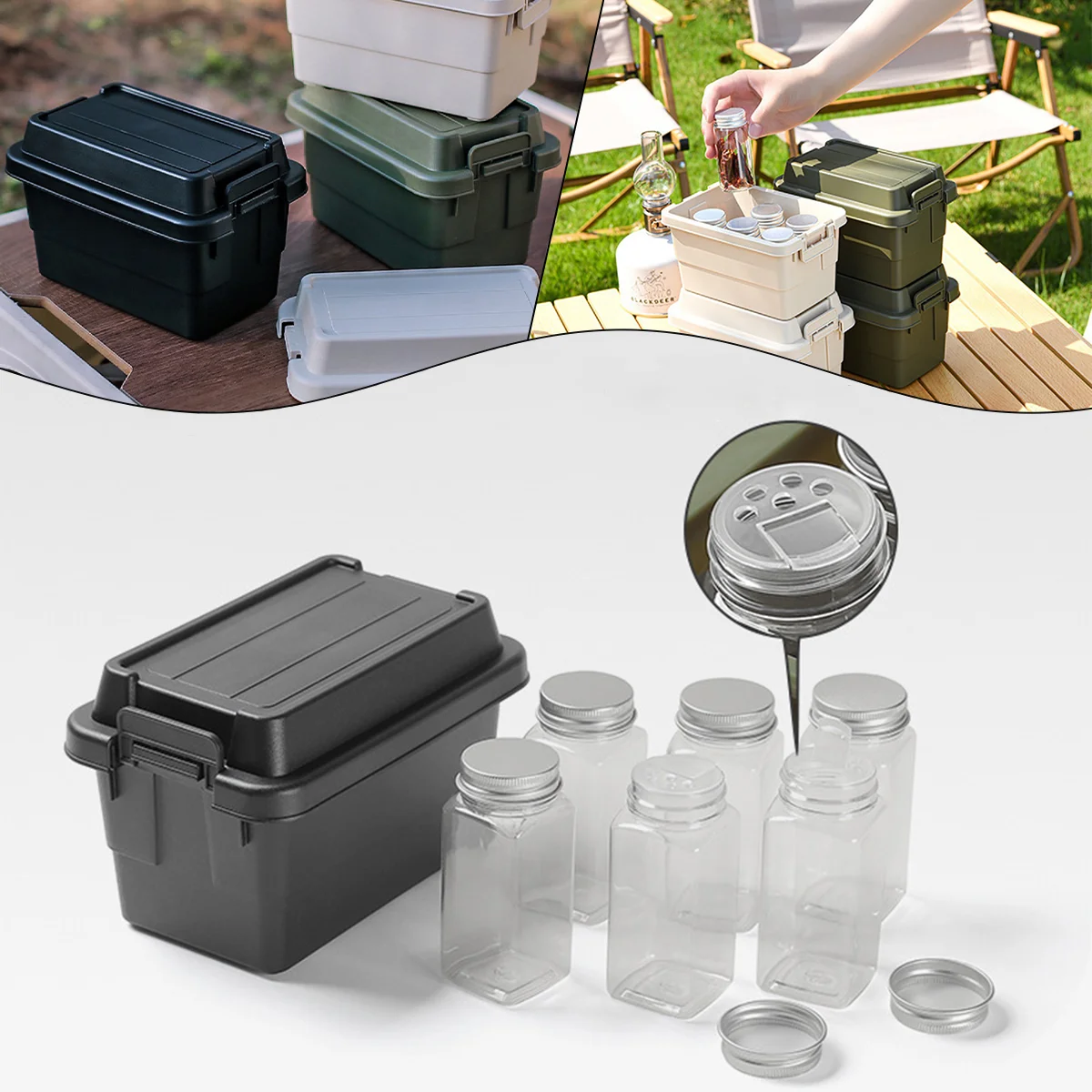 Spice Container Camping Seasoning Bottle Box Spice Jar Box Portable Travel Bottle Kit Seasoning Jar Seasoning Container