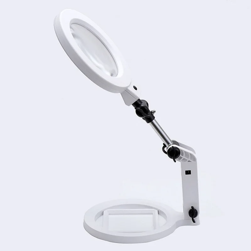 

Newspaper Reading Illuminated Magnifier Table Top Stand Folding Magnifying Glass with LED Lights 2X 5X Loupe Magnifying Lamp