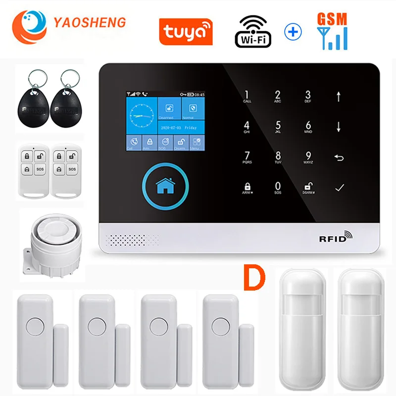 elderly emergency button Wireless WIFI GSM Home Security Alarm System For Tuya Smart Life APP With Motion Sensor Detector Compatible With Alexa & Google ring alarm pad Alarms & Sensors