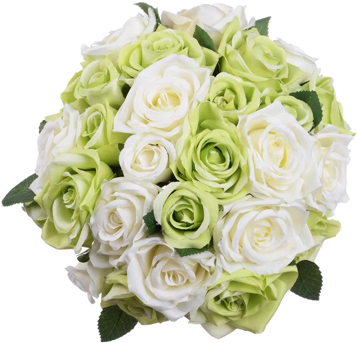 

2 Pack Artificial Flowers Rose Bouquet Fake Flowers Silk Plastic Roses 18 Heads Bridal Wedding Bouquet for Decoration (Green)