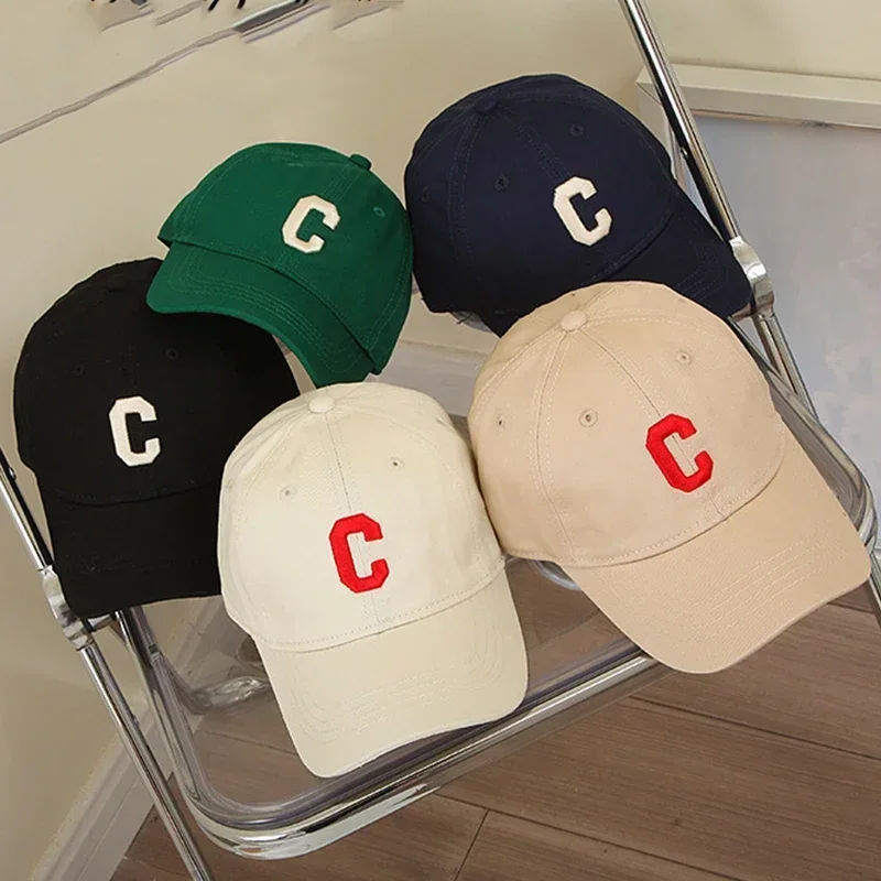 Letter C Embroidered Baby Baseball Cap Solid Color Children Snapback Hat for Girls Boys Casual Kids Adjustable Sun Visors