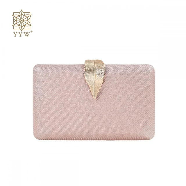 Pink Formal Evening Bag Leaf Designer Pochette Femme Clutch Chain