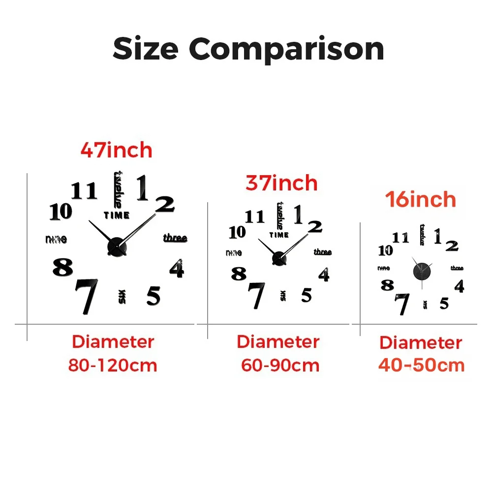 3D Wall Clock Luminous Frameless Wall Clocks DIY Digital Clock Wall Stickers Silent Clock for Home Living Room Office Wall Decor 5