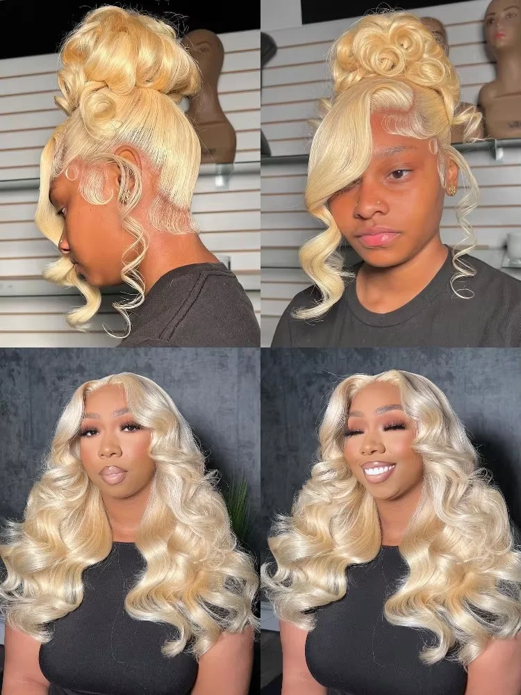 360 Full Lace Wig Human Hair Pre Plucked 613 Lace Frontal Wig 13x6 Remy Brazilian Long Transparent Blonde Wigs For Women