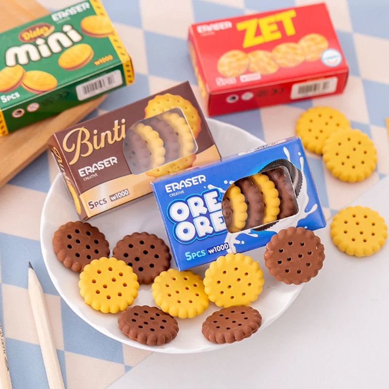 

5 шт. креативные милые Ластики для печенья, рождественские подарки для детей, студентов, подарки, корректирующие принадлежности, школьные канцелярские принадлежности