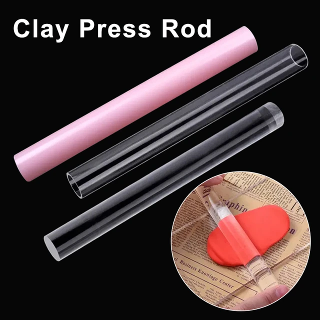 2Pcs Useful Acrylic Clay Roller Rolling Pin Bar Clear Ceramics Pottery  Craft Tool