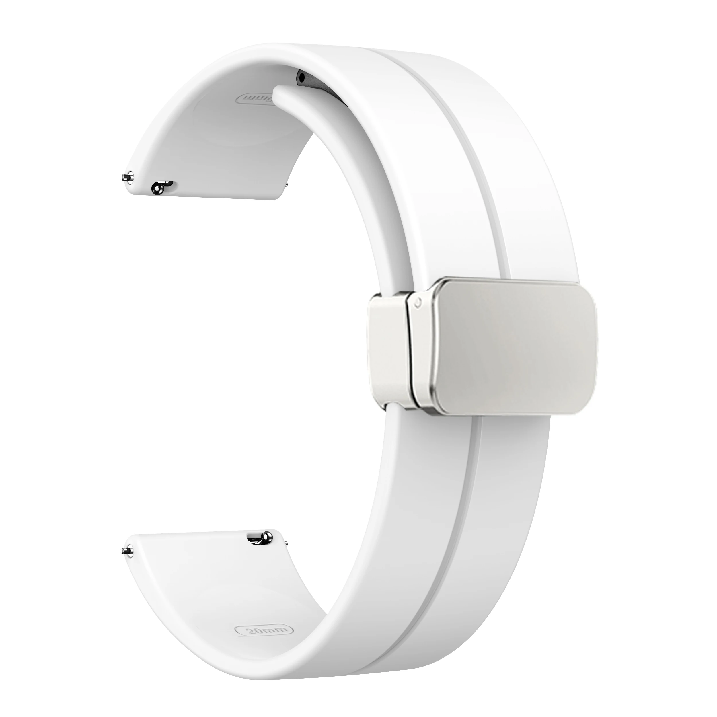 Magnetic D Buckle Silicone Smartwatch Band - Universal Fit, 20mm/22mm
