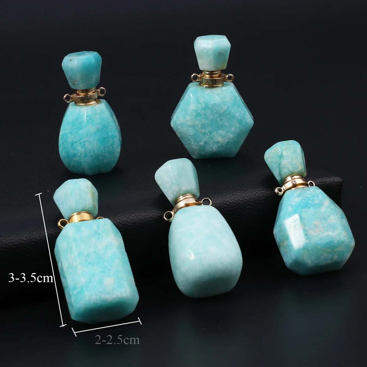 

1PCS Natural Stone Pendant Perfume Bottle Rose Quartz Amazonite Healing Crystals Stone Charms For Jewelry Making DIY Necklaces