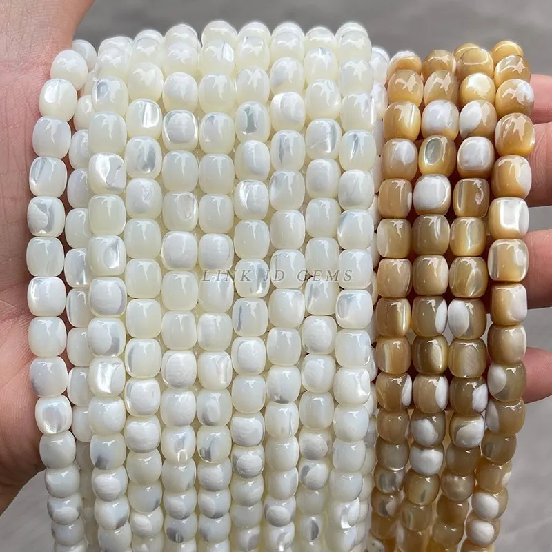 Natürliche weiße Kaffee farbe Trochus Muschel Perle Fassform poliert lose Abstand halter Perlen für Schmuck machen DIY Armband Halskette – Detail 5