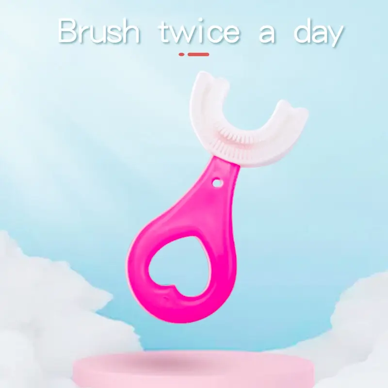 Children's U-shaped Baby Toothbrush Tumbler 2-6-12-Year-Old Children Soft silica gel U Mouth Contain Cleaning Training Toothbrush Baby Teeth Cleaning Tool