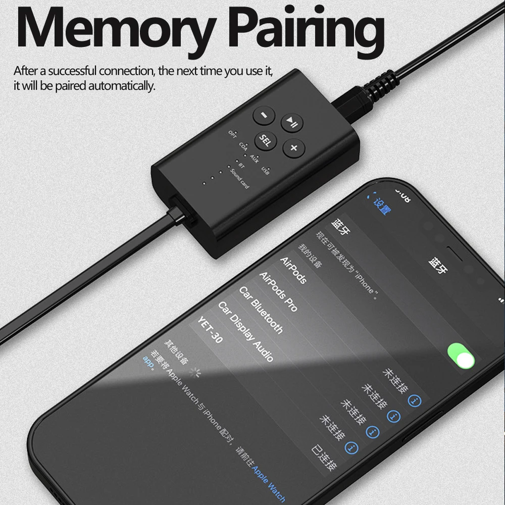 Tebe 동축 광학 Bluetooth 5.2 오디오 수신기 3.5mm Aux 무선 스테레오 음악 어댑터 PC TV 증폭기 용 USB 카드 사운드