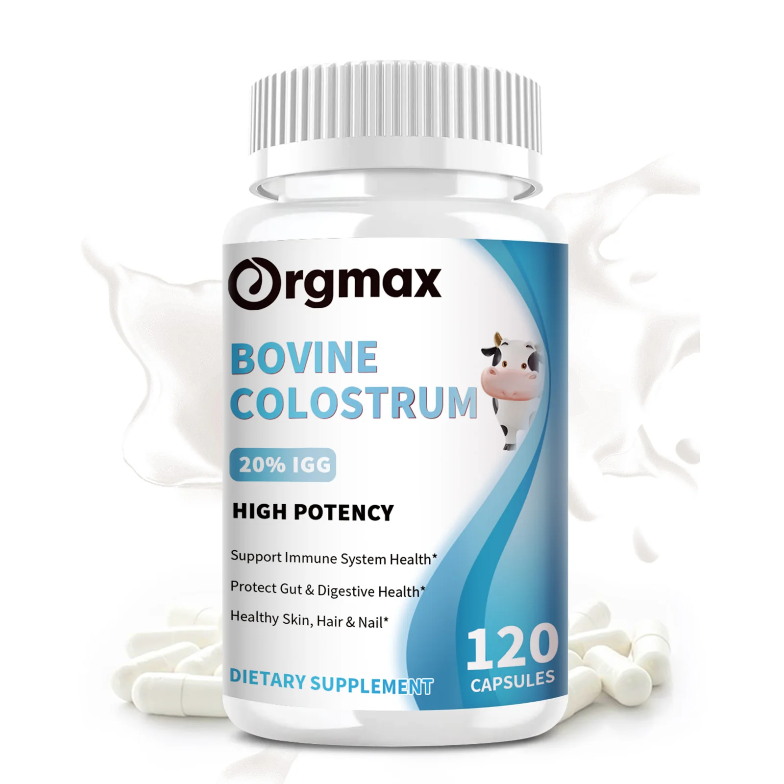 

Orgmax Colostrum 20% IGG with Probiotics Blend Omega 3 Energy Gut Digestive Nail Hair Cellular Skin Beauty Health Gym Fitness