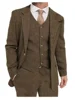 3 PiecesMen  Brown Herringbone Suit Formal Business Tweed Groom Tuxedo for Men Business/Wedding Men's Suit Jacket Vest Pants Set 1