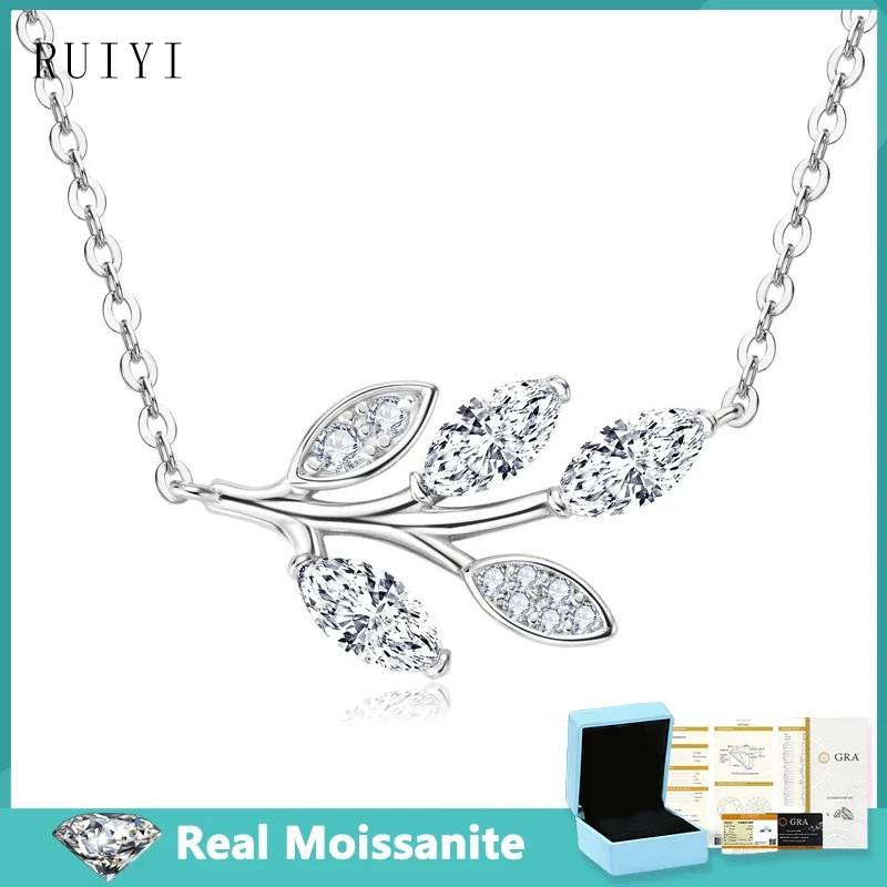 

Luxury Tree Leaf Moissanite Diamond Pendant Necklaces for Women 925 Sterling Silver O Chain Necklace Girls Jewelry Birthday Gift