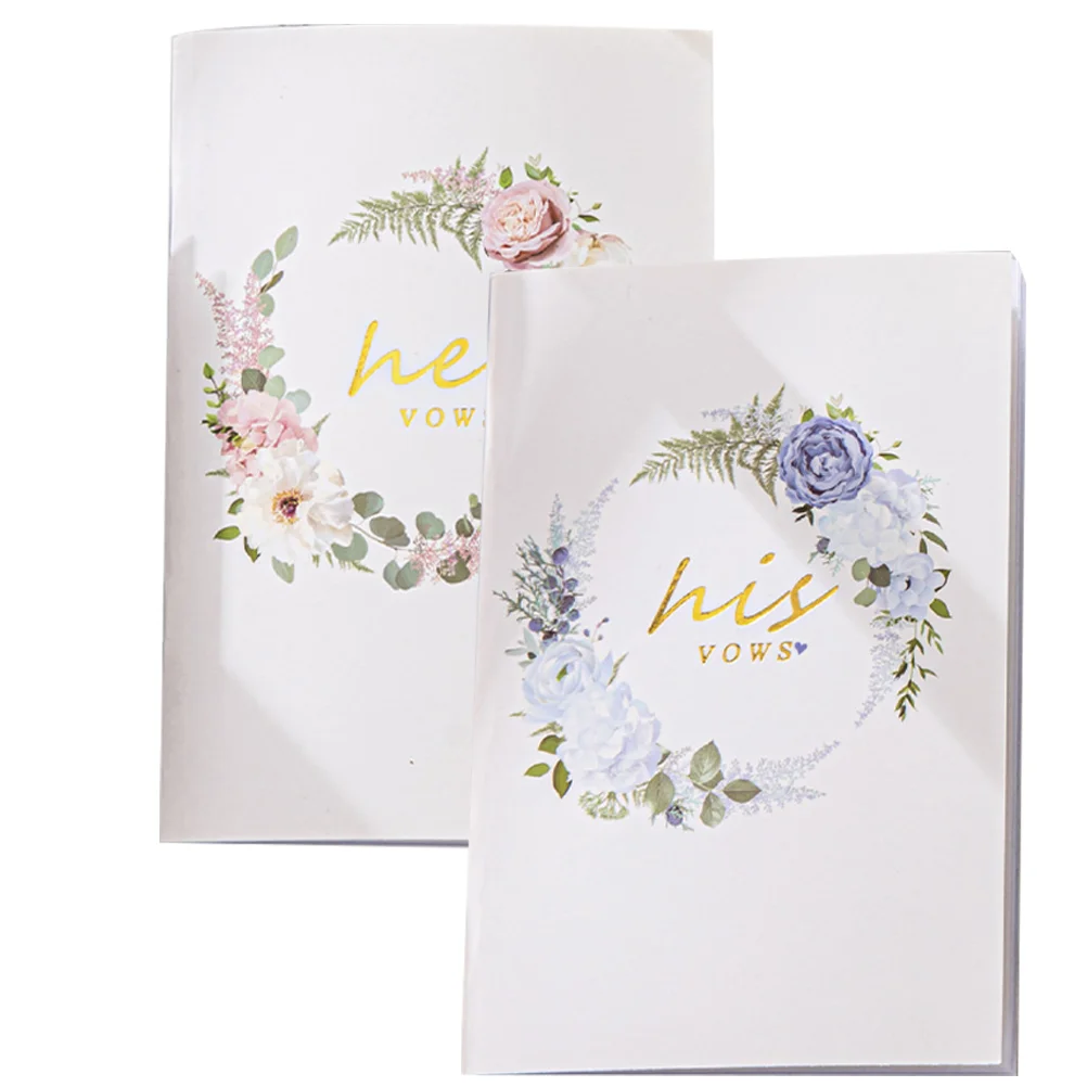 2 Pcs Wedding Vows Book Souvenirs Ceremony Decorations Books Booklet Oath Card Cards for Paper His and Her wedding vow notebooks