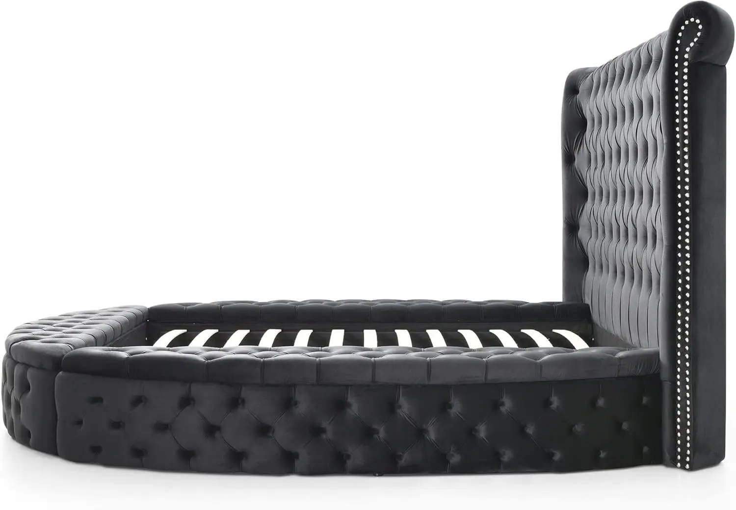 Home Products Elizabeth Upholstered Round Storage King Bed in Black