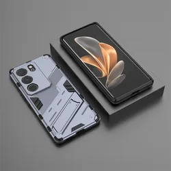 Shockproof TPU Armor Protective Back Cover with Stand Holder for Vivo V29 Pro (Gray)
