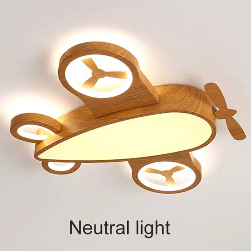 

Wooden Cartoon Airplan Ceiling Light Nordic Japanese Kids Plane Surface Mounted Bedroom Lighting Wood Art DECO Boys Room Lamps