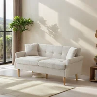 KOMHTOM Диван 2-местный, 2-местный диван с 2 подушками, небольшой тканевый диван, кухонный диван с подлокотником, мини-диван с мягкой подкладкой — изображение 3